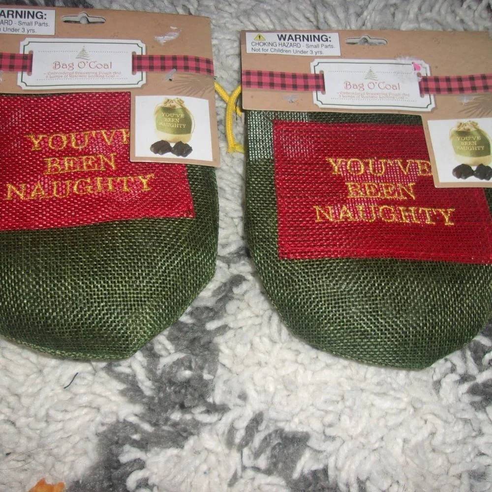 Lot of 2 packages of You've been naughty bag of coals. Great gag gift! New
